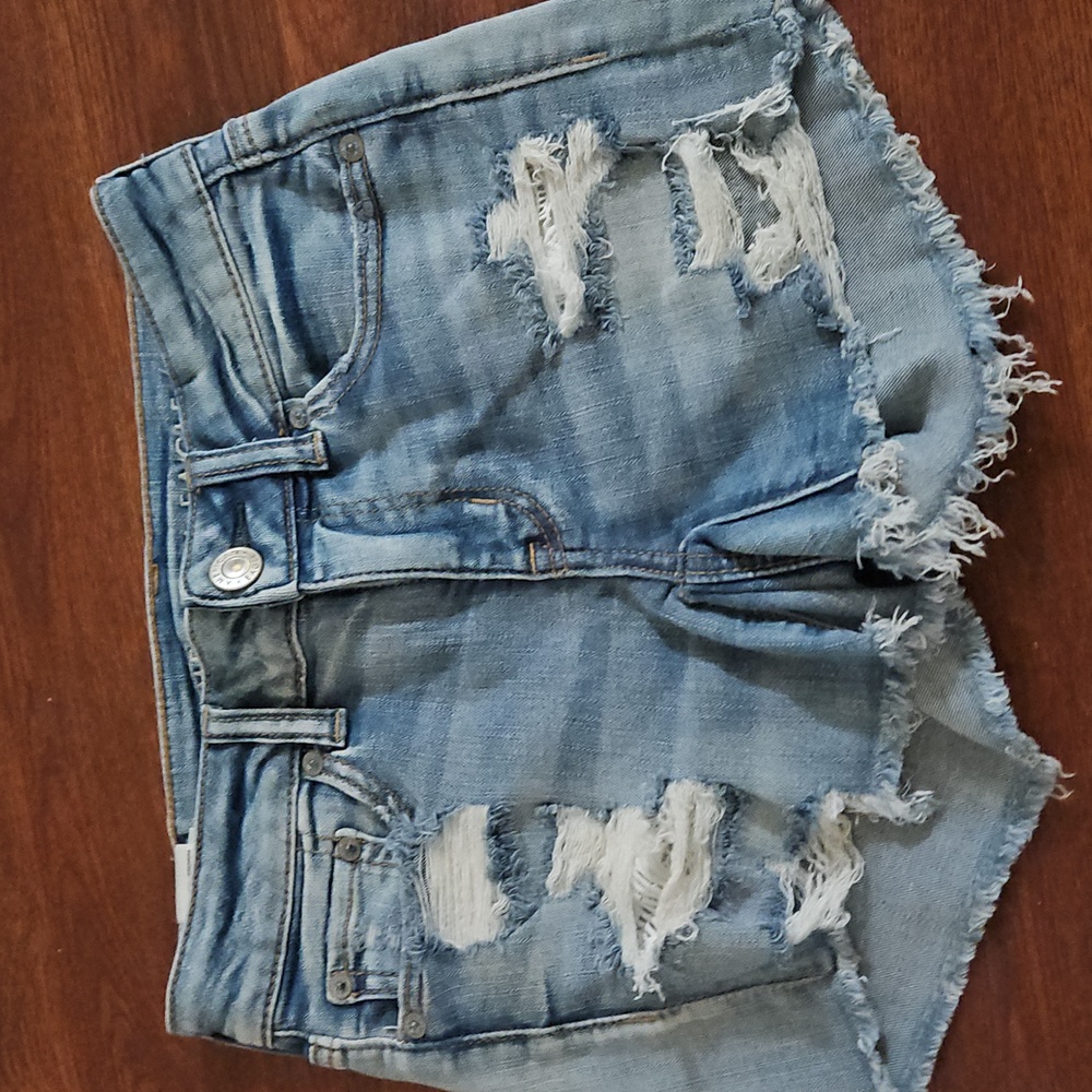 American Eagle Outfitters Blue Distressed Jean Shorts